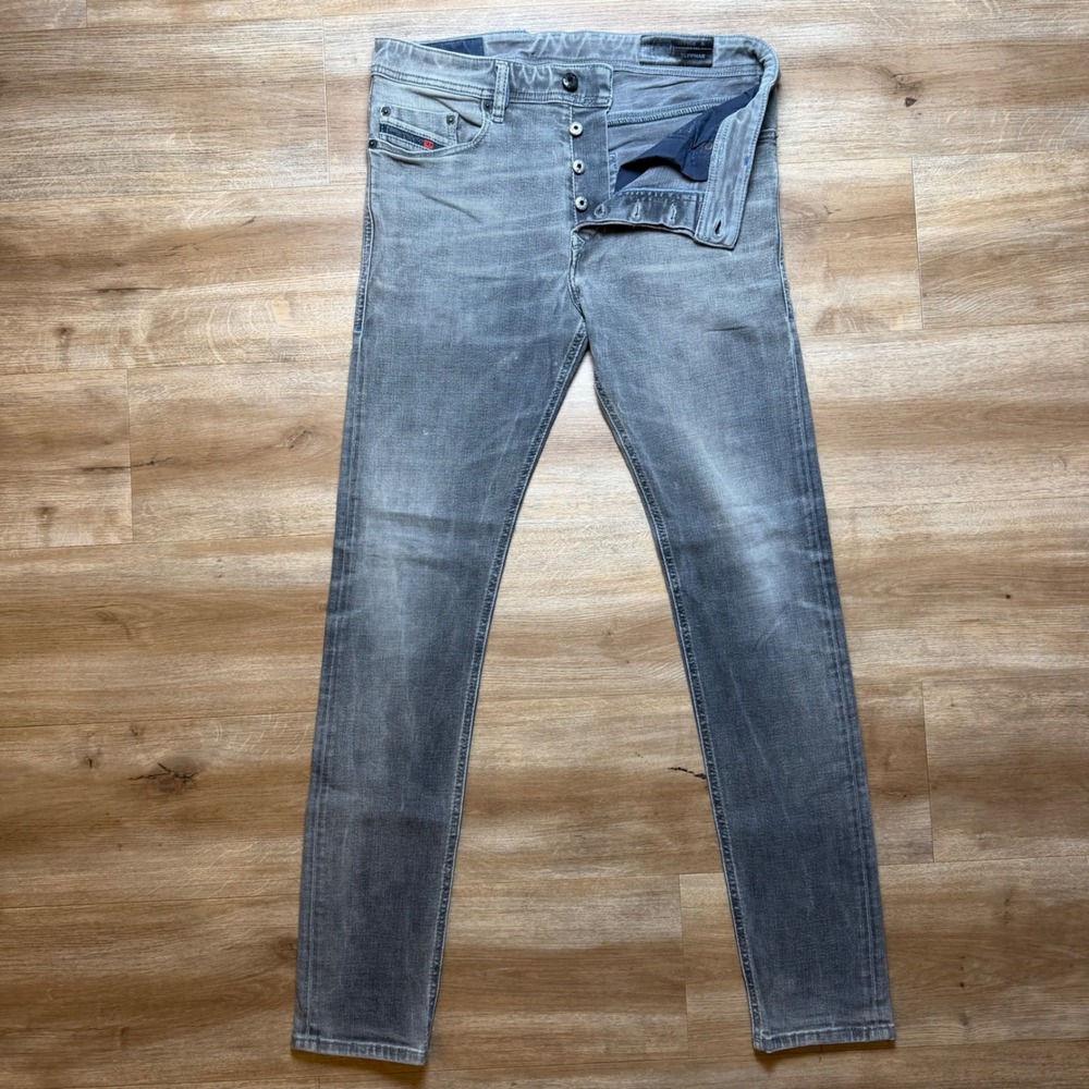 Diesel Tepphar Jeans Mens 30x32 Grey Faded Slim Carrot Stretch Button Fly 084HQ